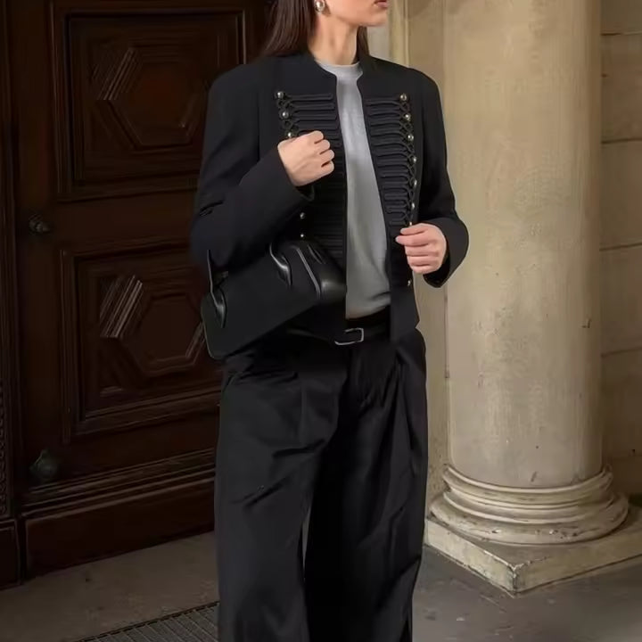 Denise Military Faux Leather Jacket