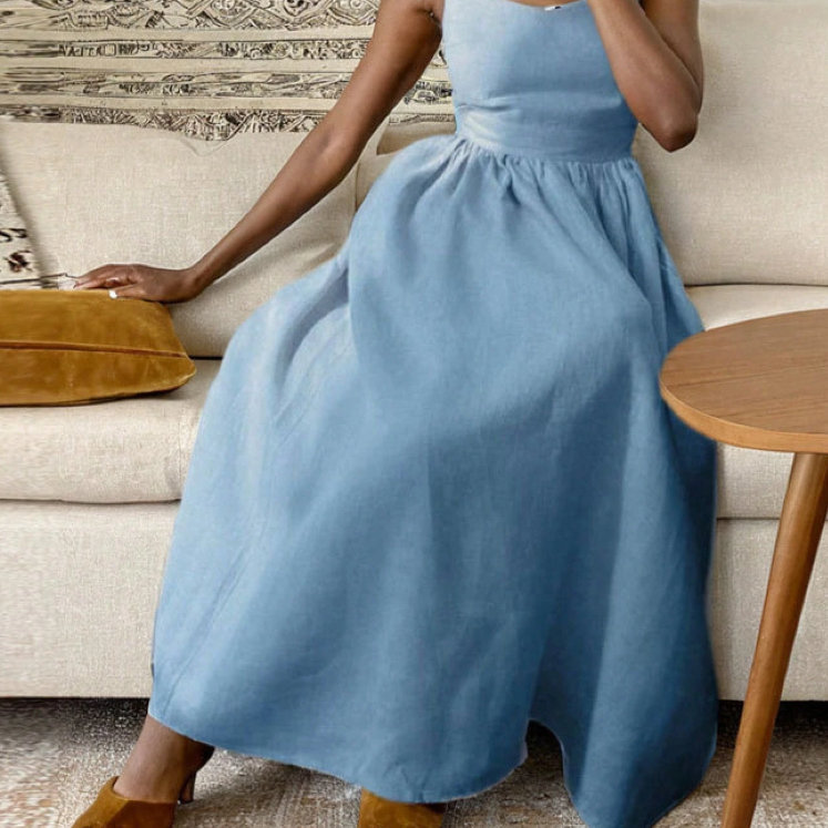 Joanna Backless Tie-Strap Midi Dress