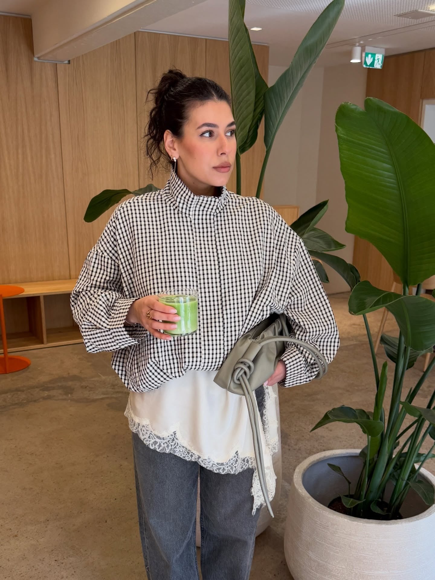 Christina Plaid Funnel Neck Jacket