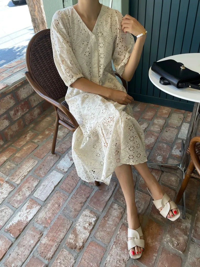 Zelia V-Neck Embroidered Maxi Dress