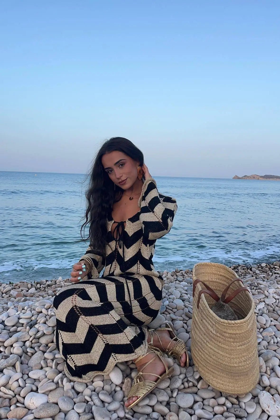 ZEYA - Aimee Striped Knit Long Sleeve Maxi Dress