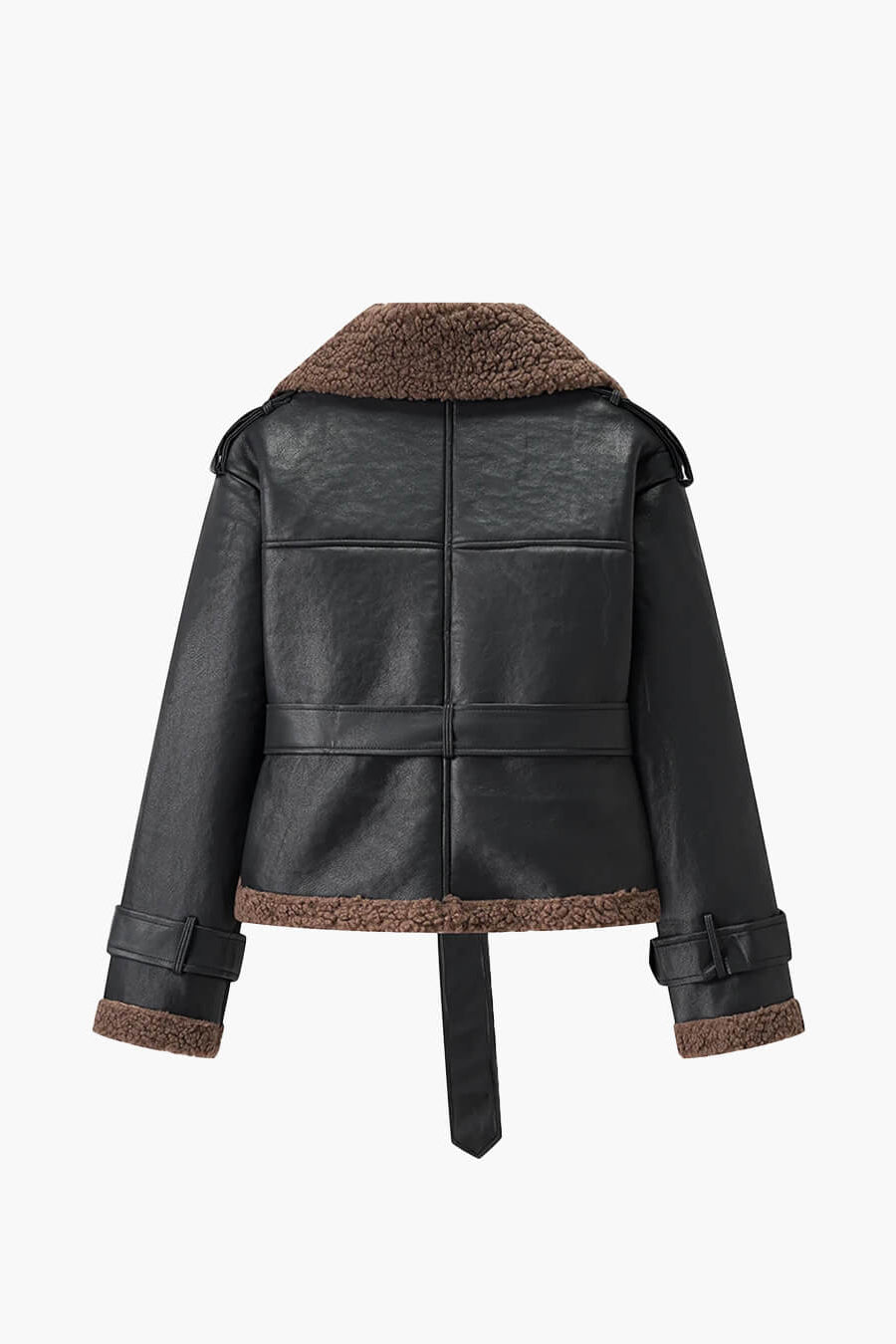 ZEYA - Alessia Short Belted Faux Leather Jacket
