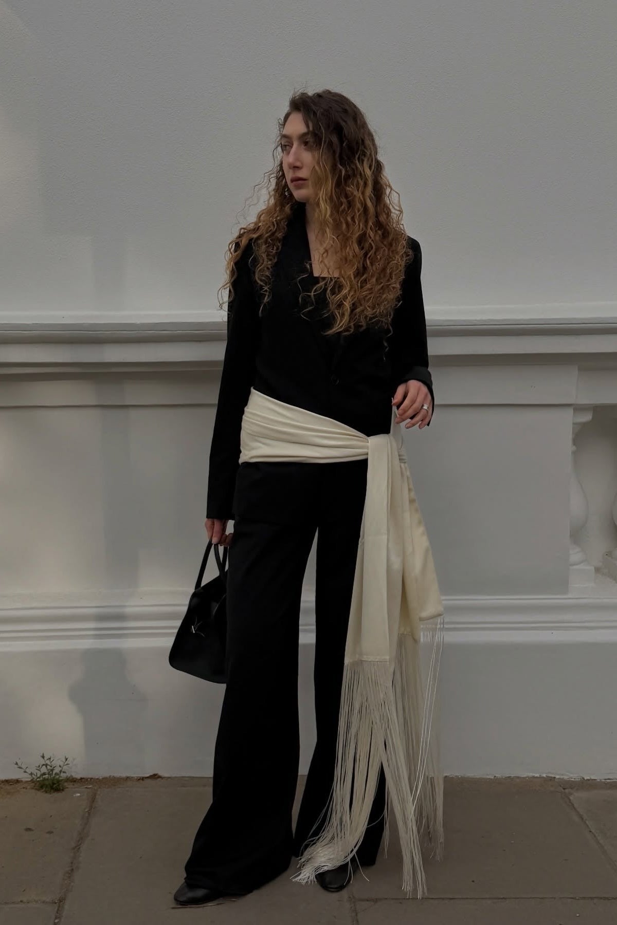 ZEYA - Amelie Fringe Tassel Satin Scarf Belt