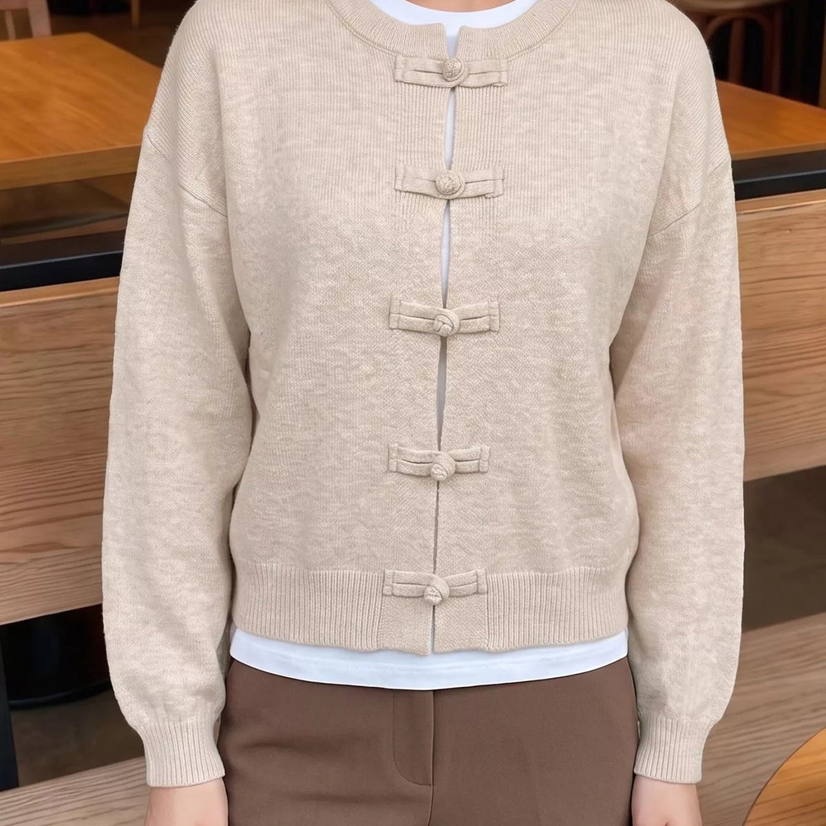 ZEYA - Angela Frog Knots Knitted Cardigan