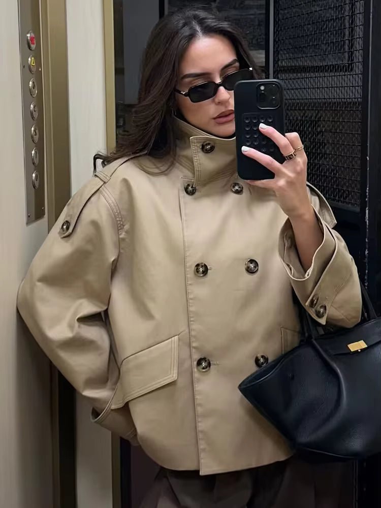 ZEYA - Audrey Beige Double Breasted Trench Coat