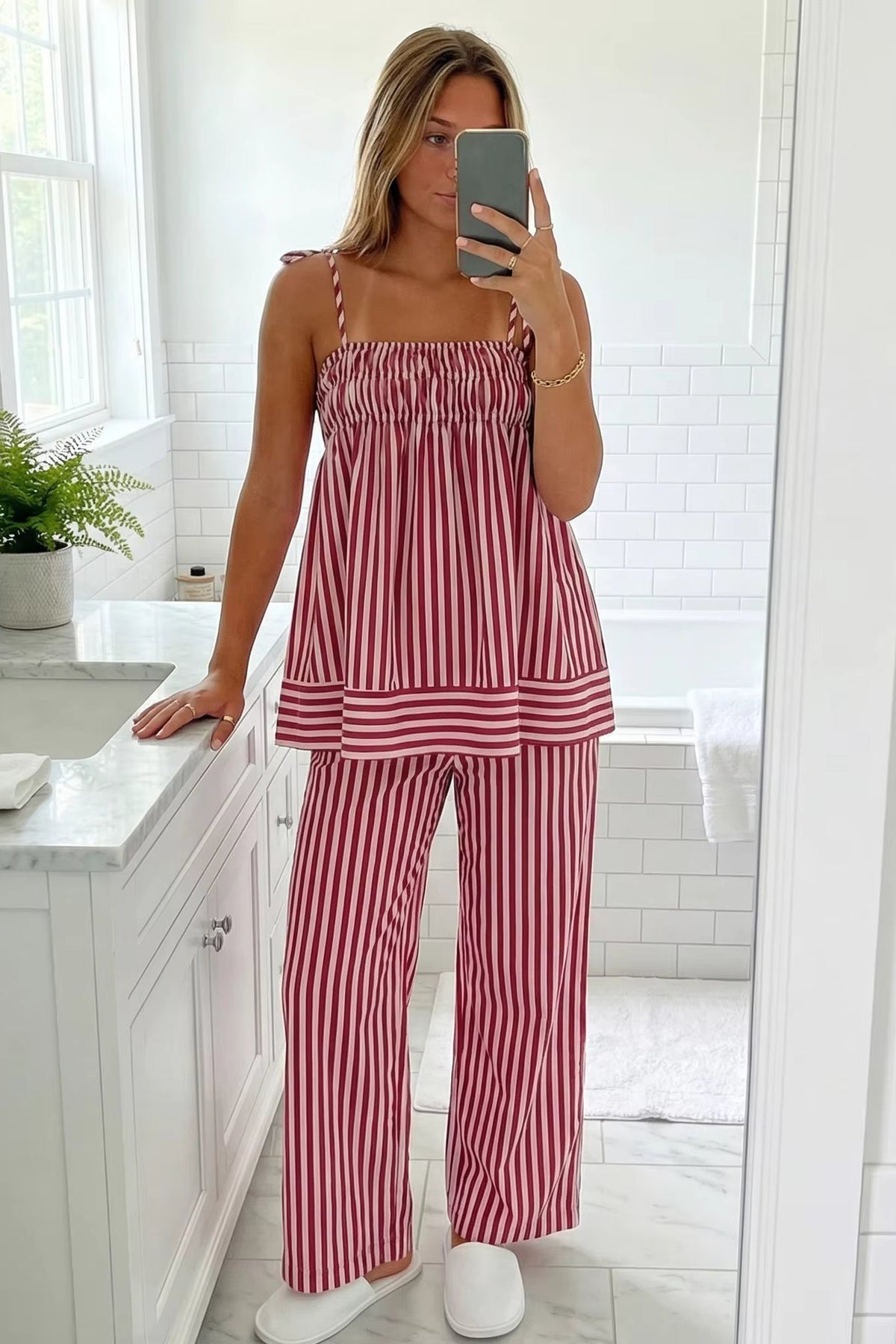 ZEYA - Claudia Striped Silk Pajama Set