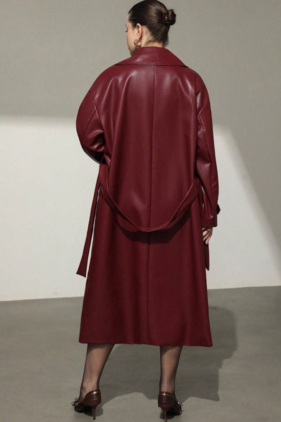 ZEYA - Connie Faux Leather Maxi Trench Coat