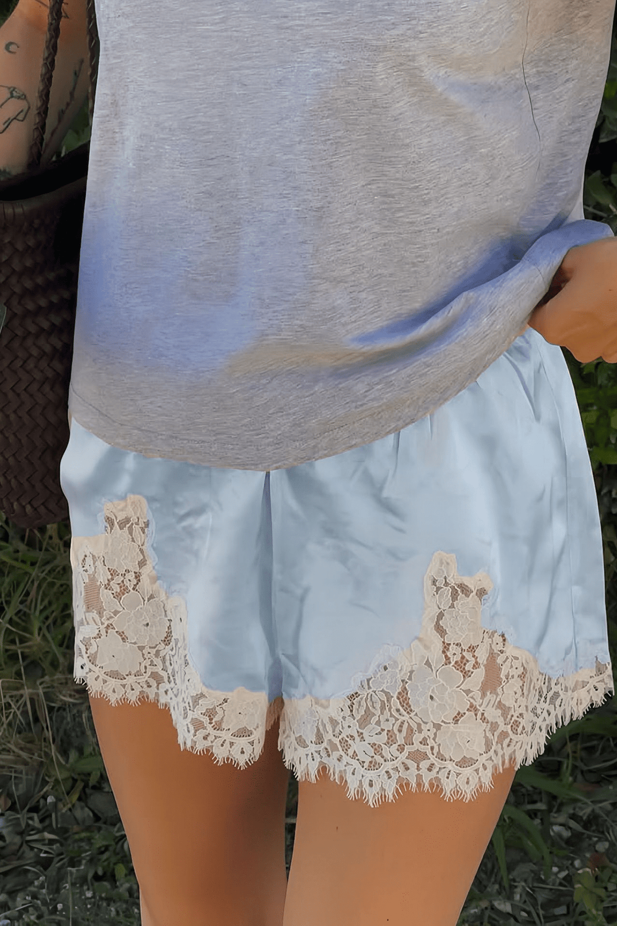 ZEYA - Danya Satin Silk Lace Shorts