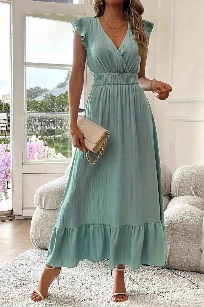 ZEYA - Delfina V-Neck Ruffle Swing Dress