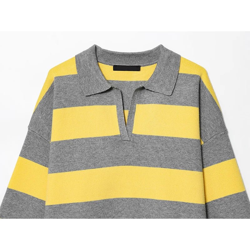 ZEYA - Elena Striped Knit Polo Sweater