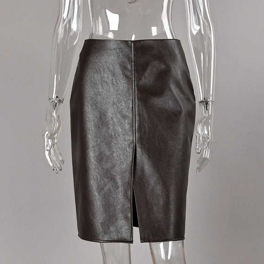 ZEYA - Ellie Split Knee Vegan Leather Skirt