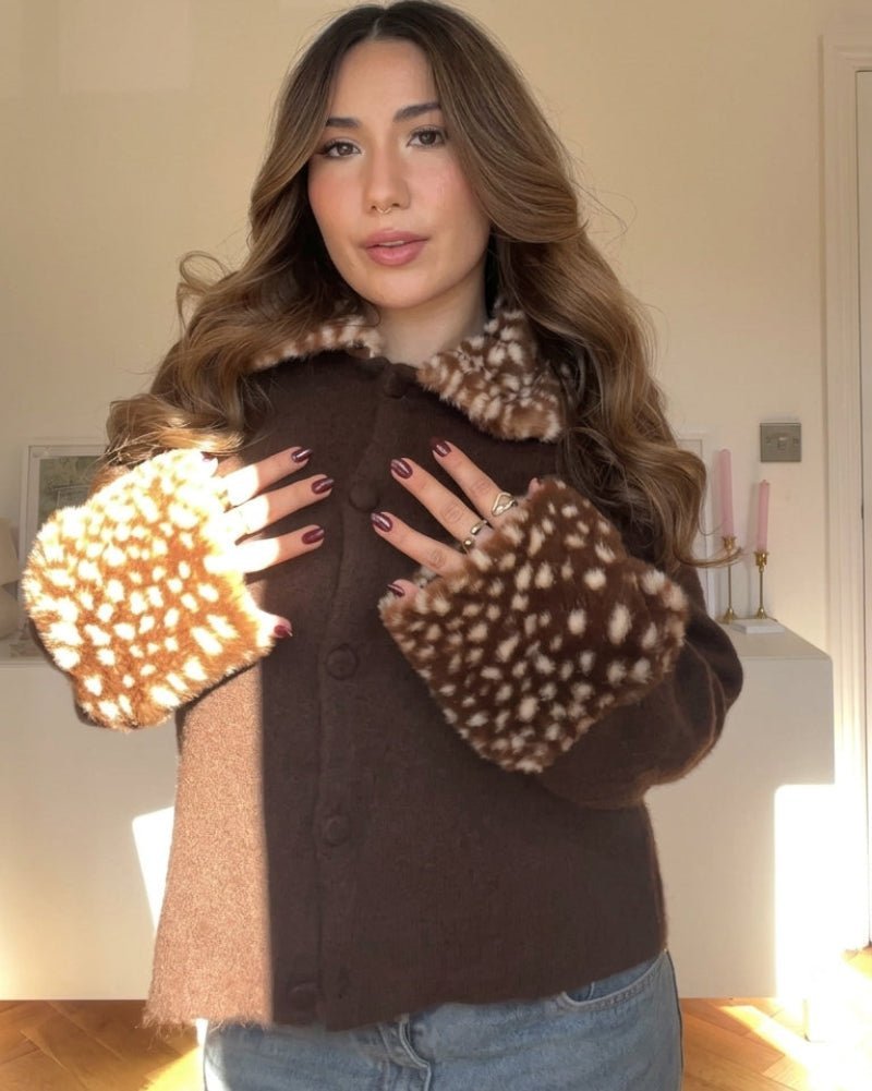 ZEYA - Emilia Faux Fur Trim Knit Cardigan