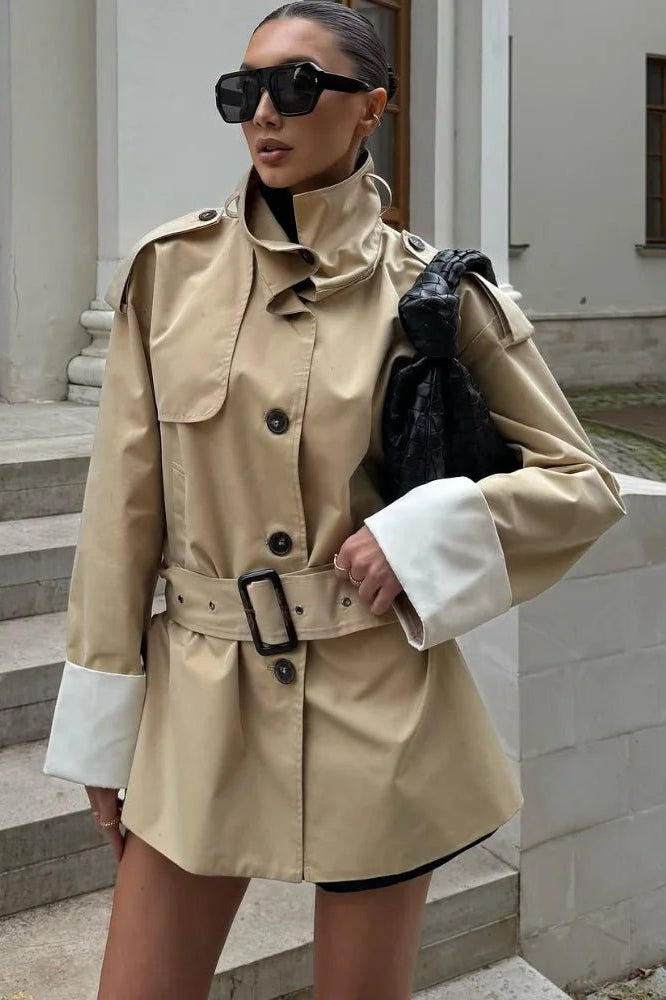 ZEYA - Glenda Contrast - Cuff Trench Jacket