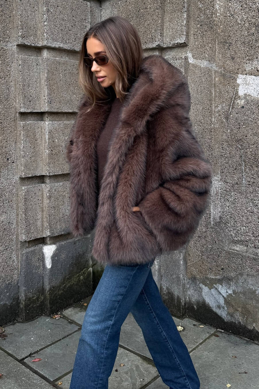 ZEYA - Hannah Faux Fur Hooded Short Coat