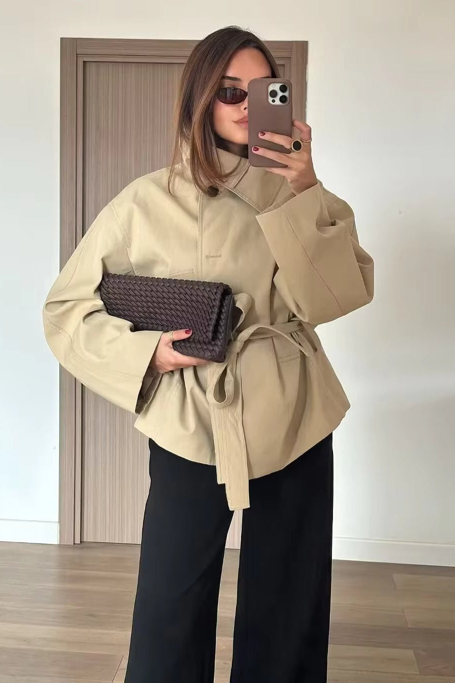ZEYA - Helena Asymmetric Belted Trench Coat