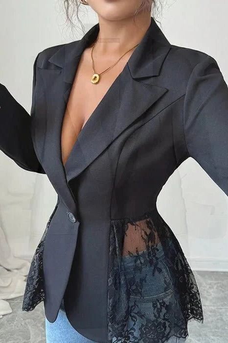 ZEYA - Inga Lace Panel Tailored Blazer