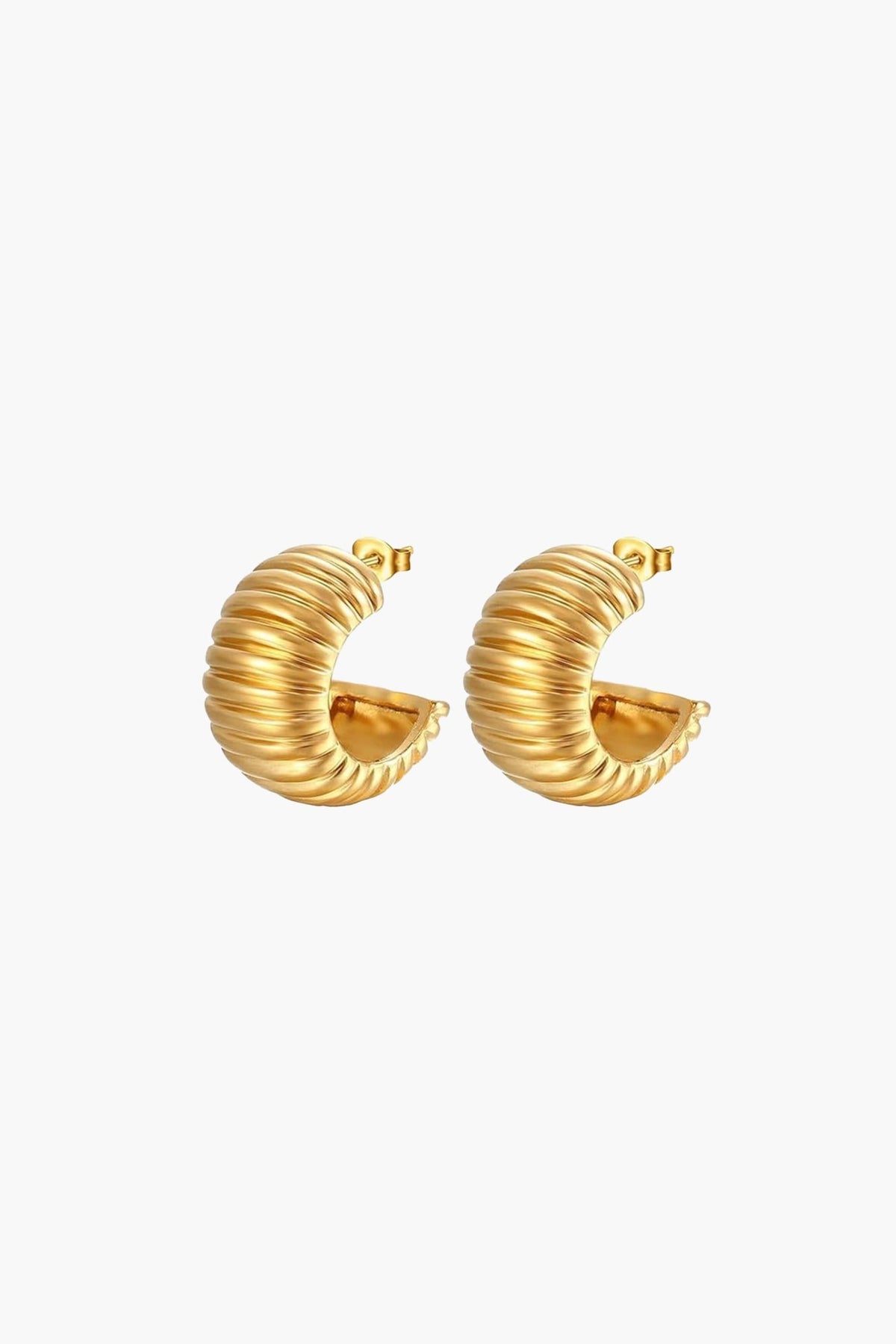 ZEYA - Jaime Hoop Earrings - Chunky C Shape Design, Waterproof Stainless Steel