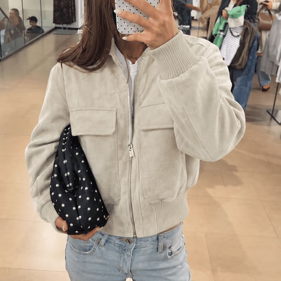 ZEYA - Jean Faux Suede Bomber Jacket