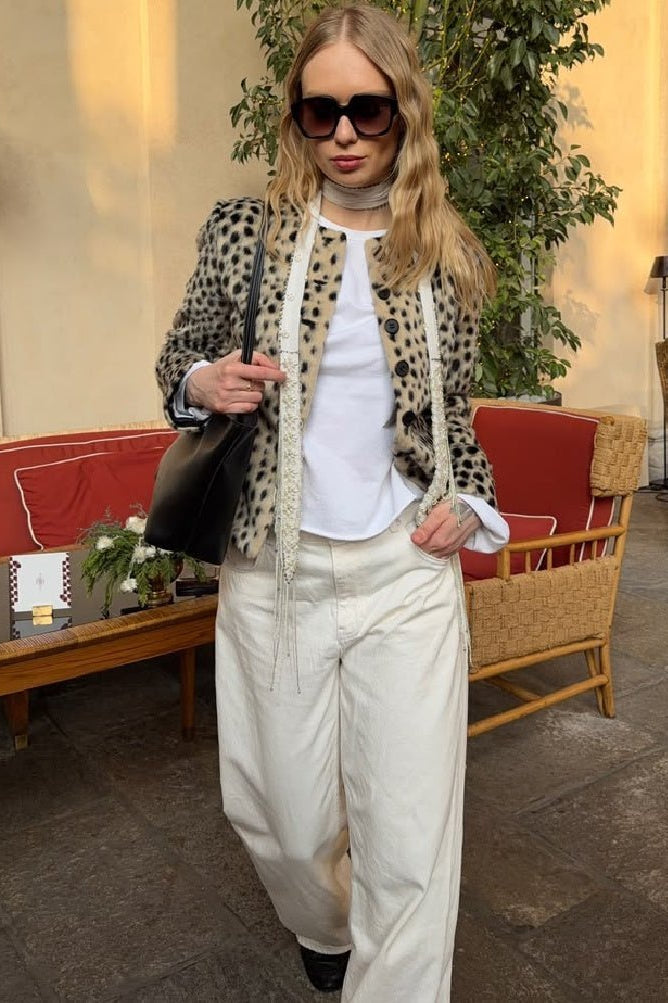 ZEYA - Katie Leopard Faux Fur Cropped Jacket