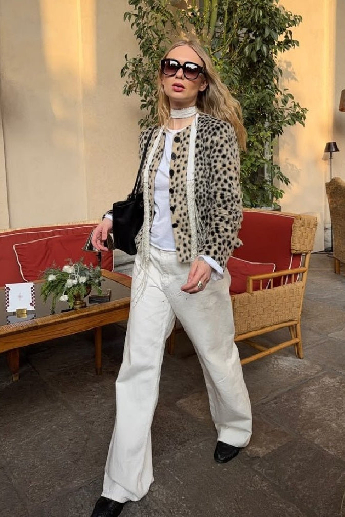 ZEYA - Katie Leopard Faux Fur Cropped Jacket