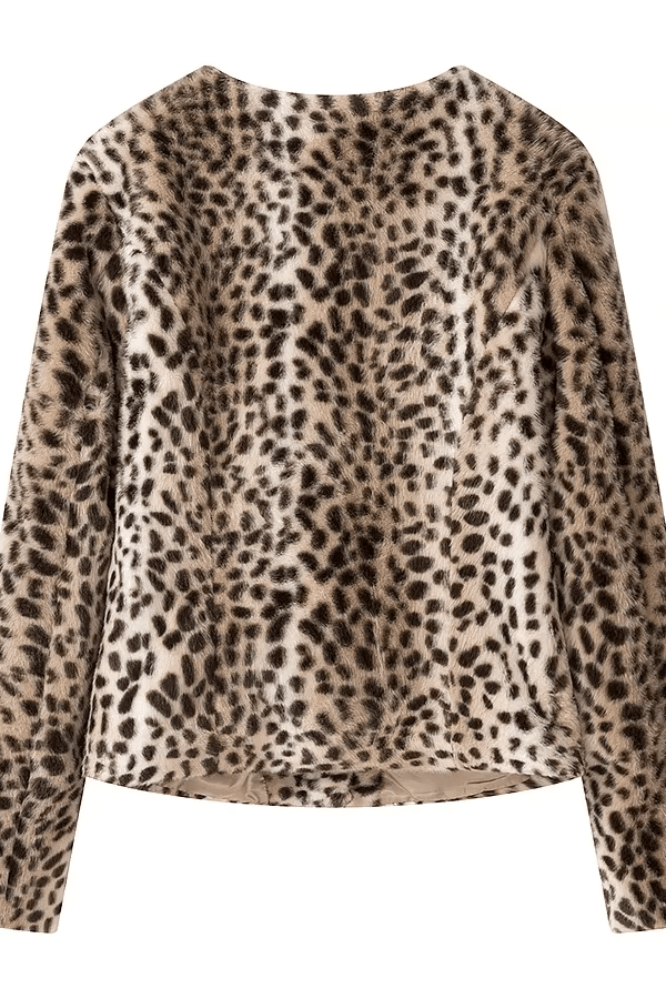 ZEYA - Katie Leopard Faux Fur Cropped Jacket