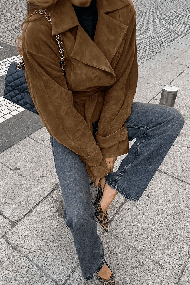ZEYA - Lisa Faux Suede Belted Wrap Jacket