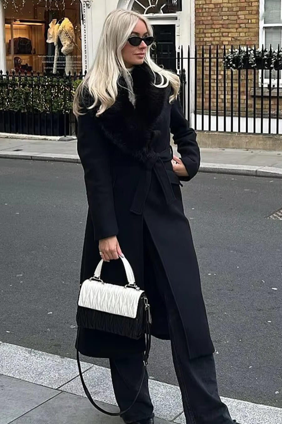 ZEYA - Lola Faux Fur Collar Maxi Coat