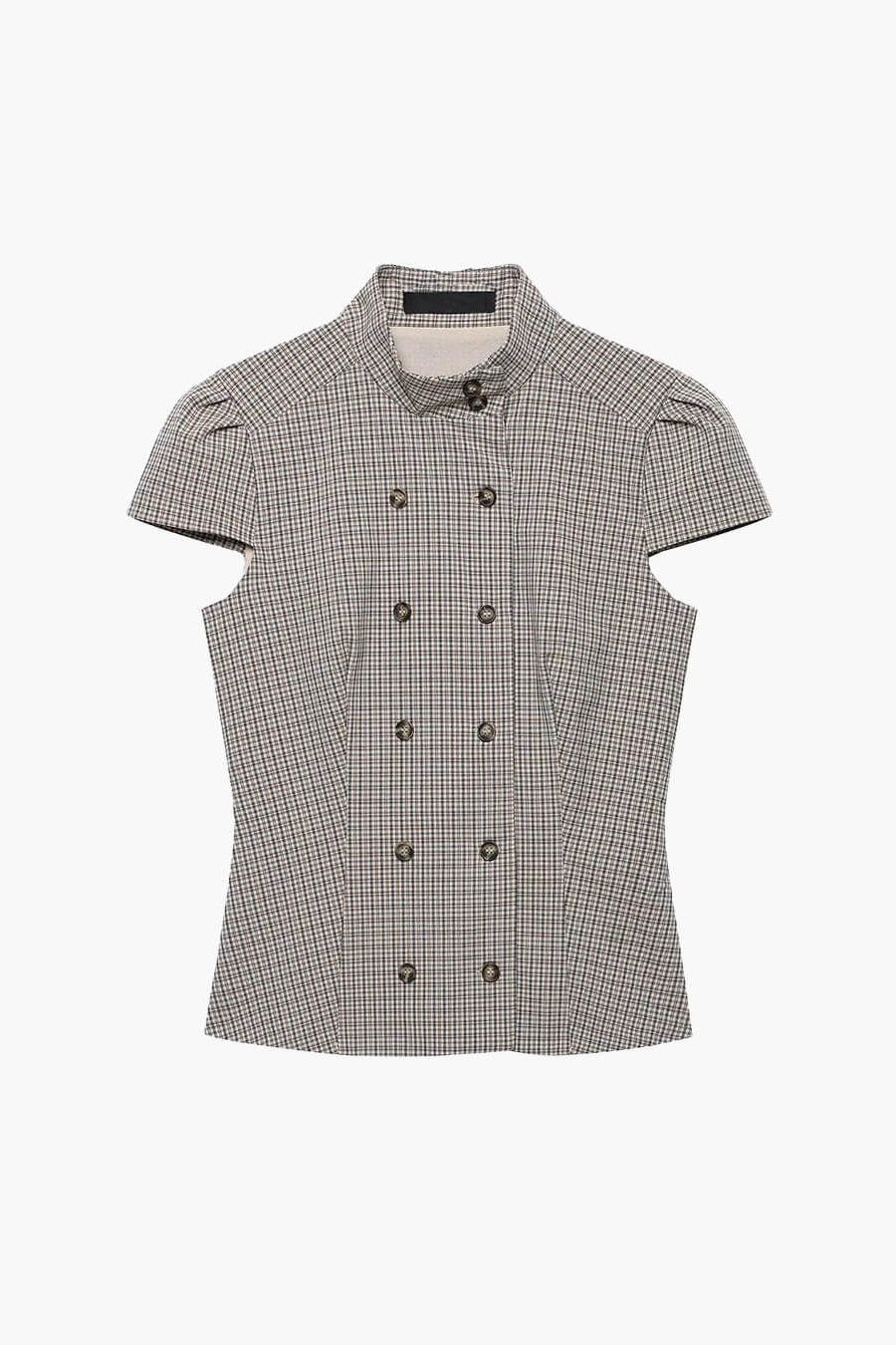 ZEYA - Lola Plaid High Neck Fitted Blouse