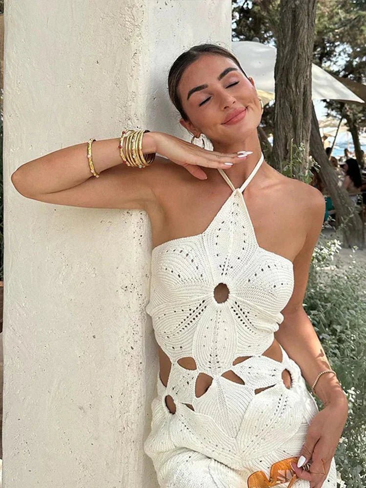 ZEYA - Lorna Halter Neck Crochet Mini Dress