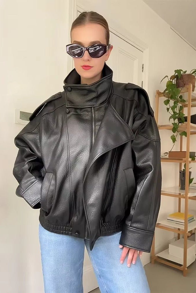 ZEYA - Lucille Asymmetrical Leather Jacket