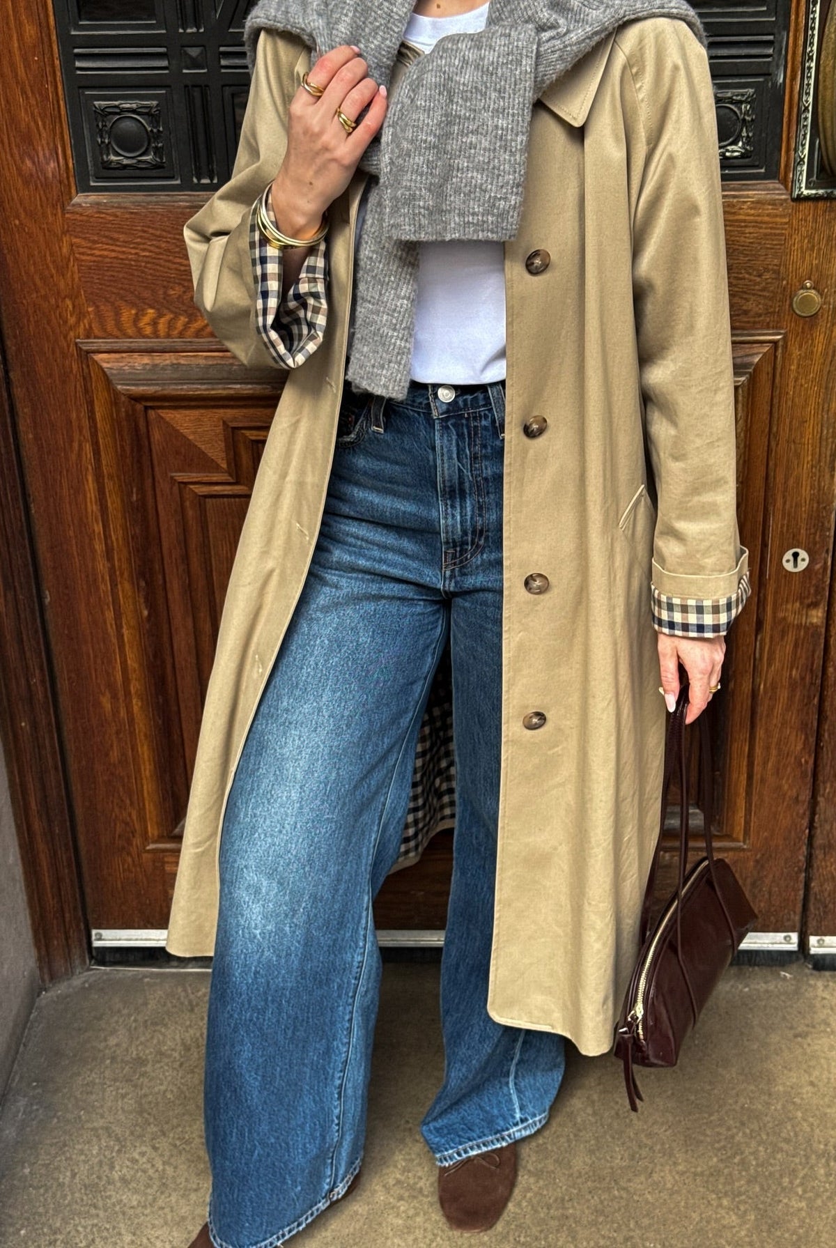 ZEYA - Lucy Check-Accent Trench Coat