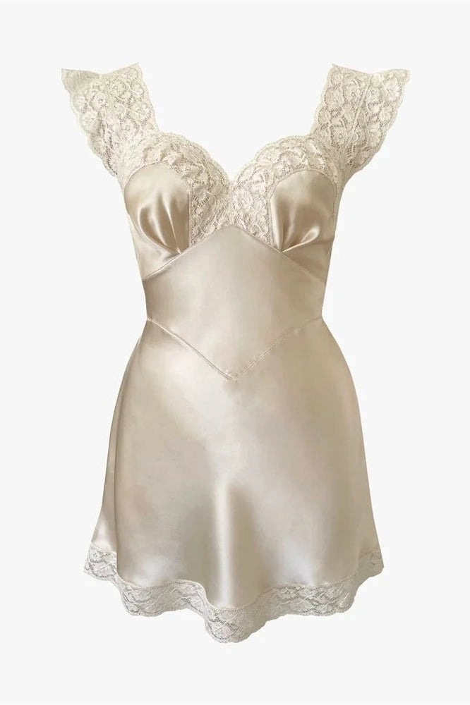 ZEYA - Lyra Satin Mini Dress with Lace Detail