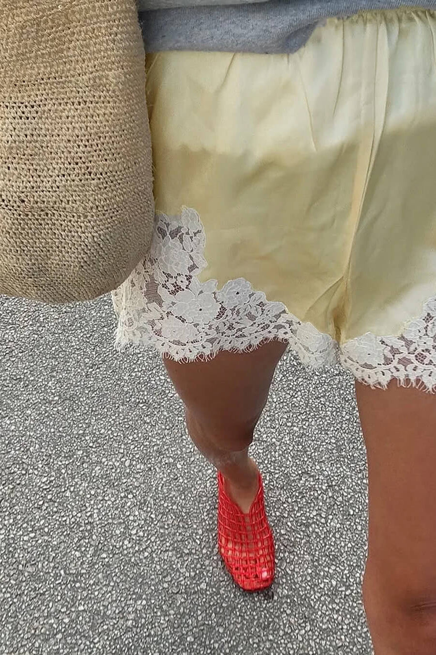 ZEYA - Maridot Lace Patchwork Satin Shorts