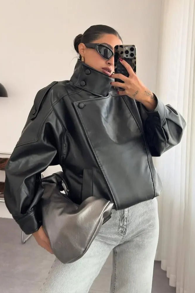 ZEYA - Marnie Black Vegan Leather Moto Jacket