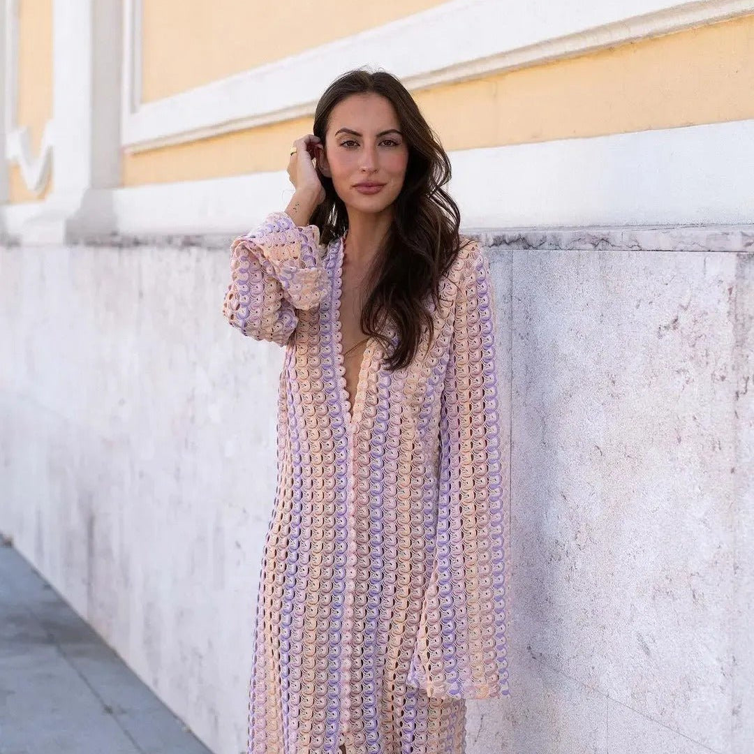 ZEYA - Miriam Crochet Stripe Maxi Dress