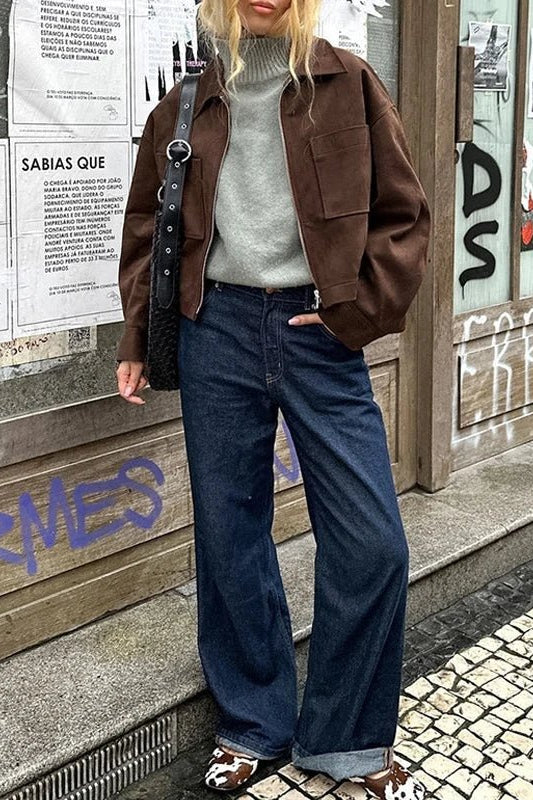 ZEYA - Nada Suede Bomber Jacket