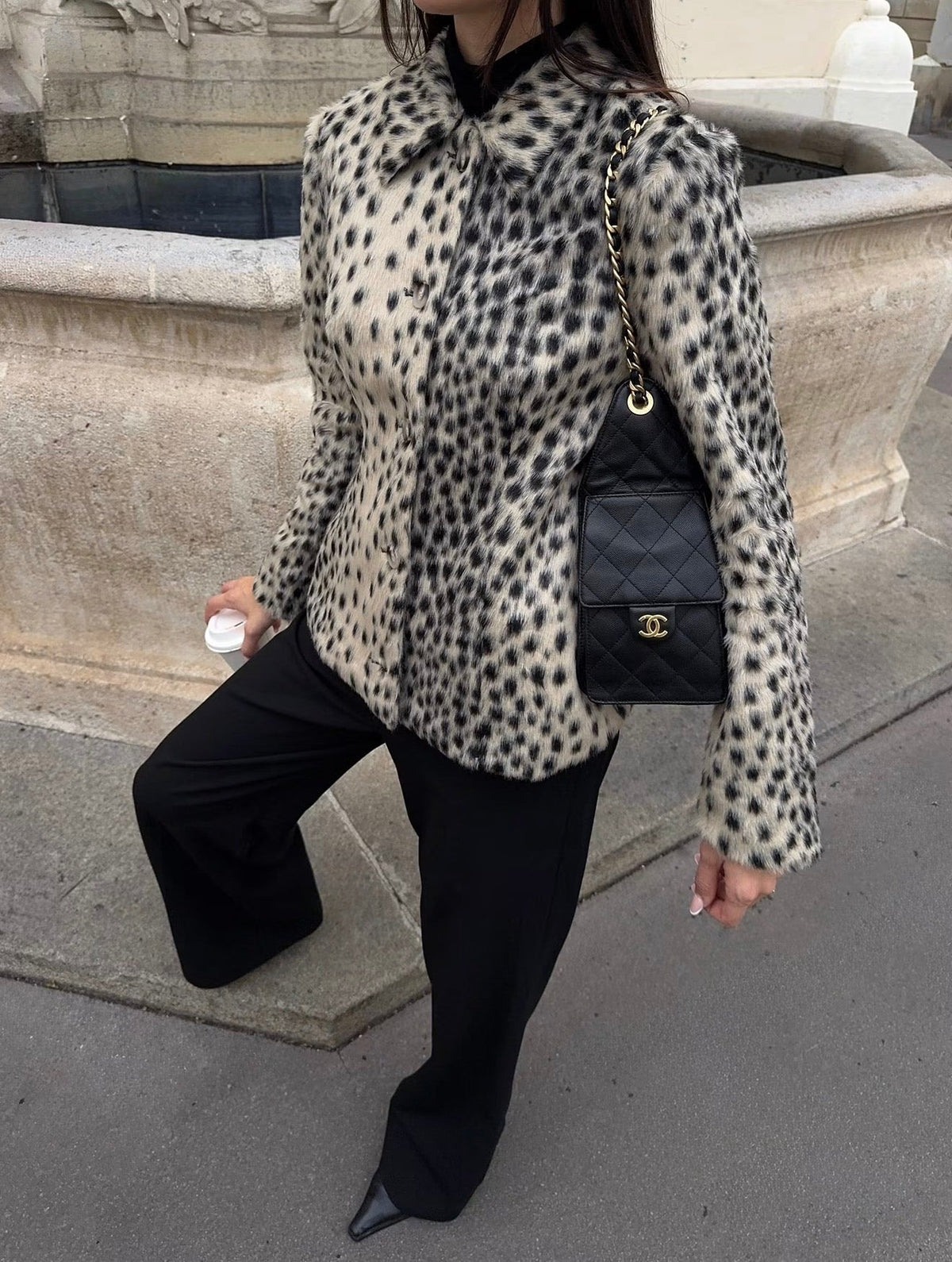 ZEYA - Natalie Leopard Faux Fur Lapel Coat