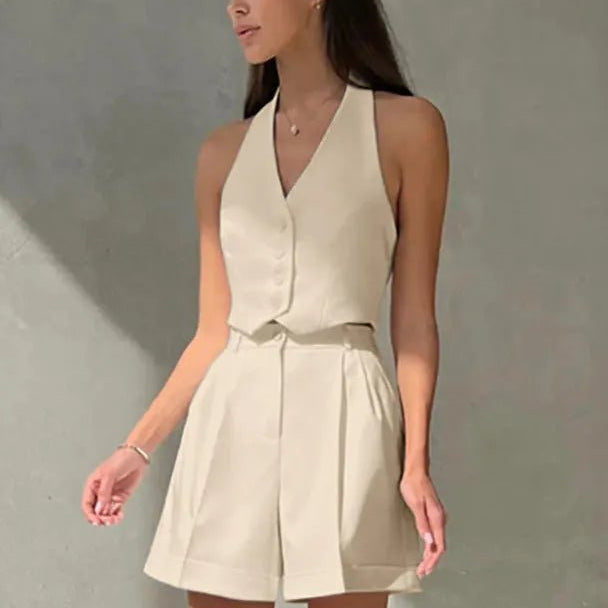 ZEYA - Nicole Tailored Halter Vest & Shorts Set