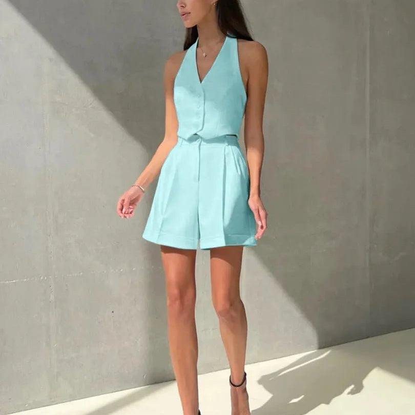 ZEYA - Nicole Tailored Halter Vest & Shorts Set