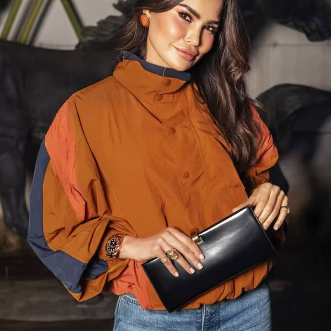 ZEYA - Olivia Oversized Colorblock Cropped Jacket