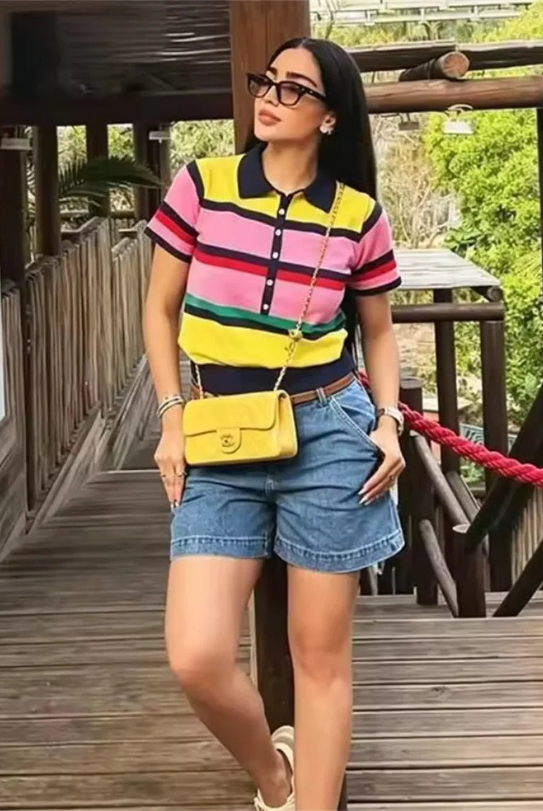 ZEYA - Rachel Colorblock Knit Polo Top