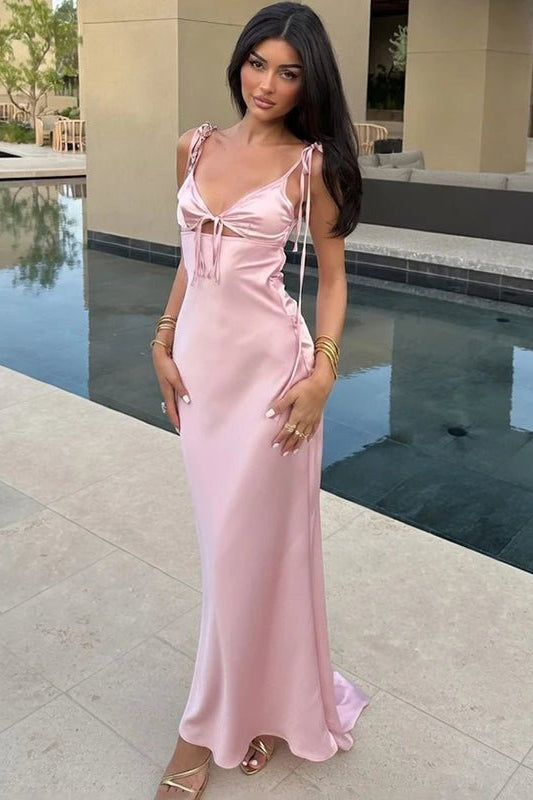ZEYA - Renata Lace-Up Spaghetti Strap Maxi Dress