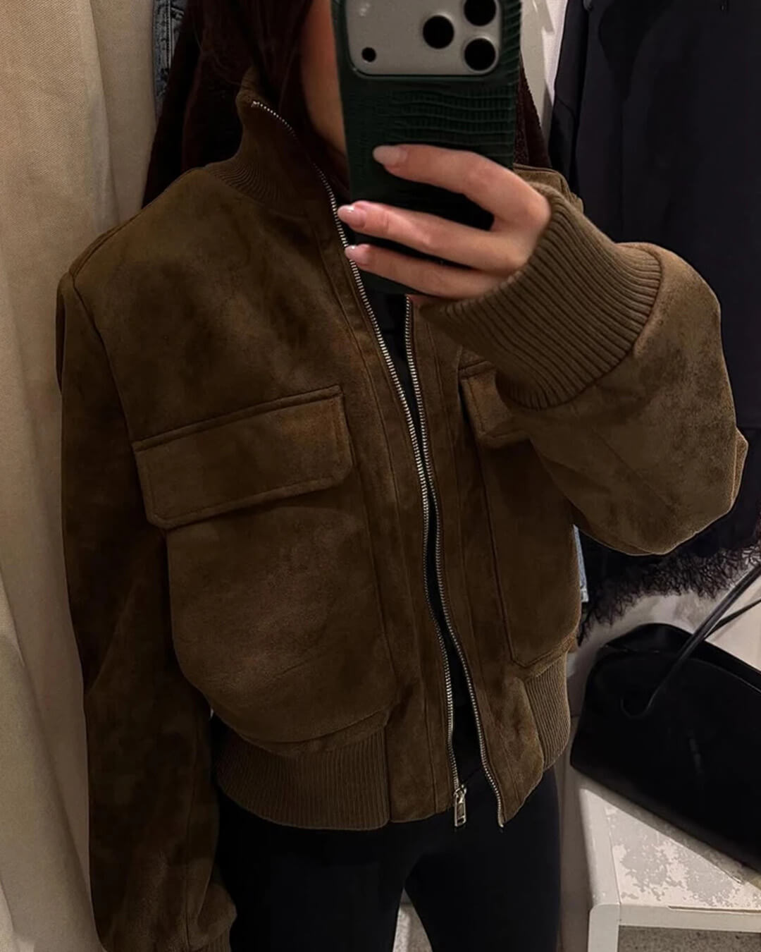 ZEYA Solane Stand Collar Bomber Jacket