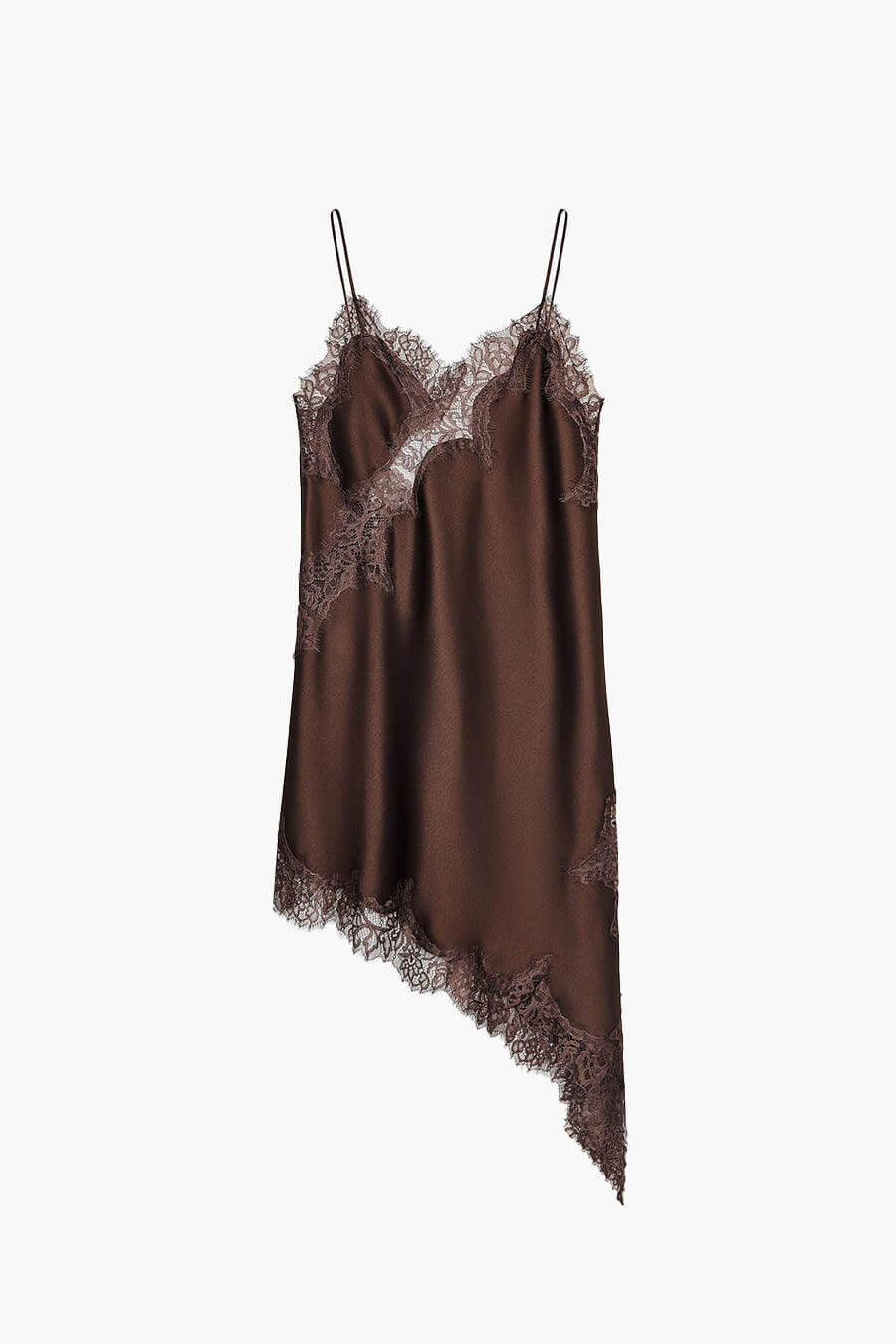 ZEYA - Sophia Asymmetric Satin Lace Midi Dress