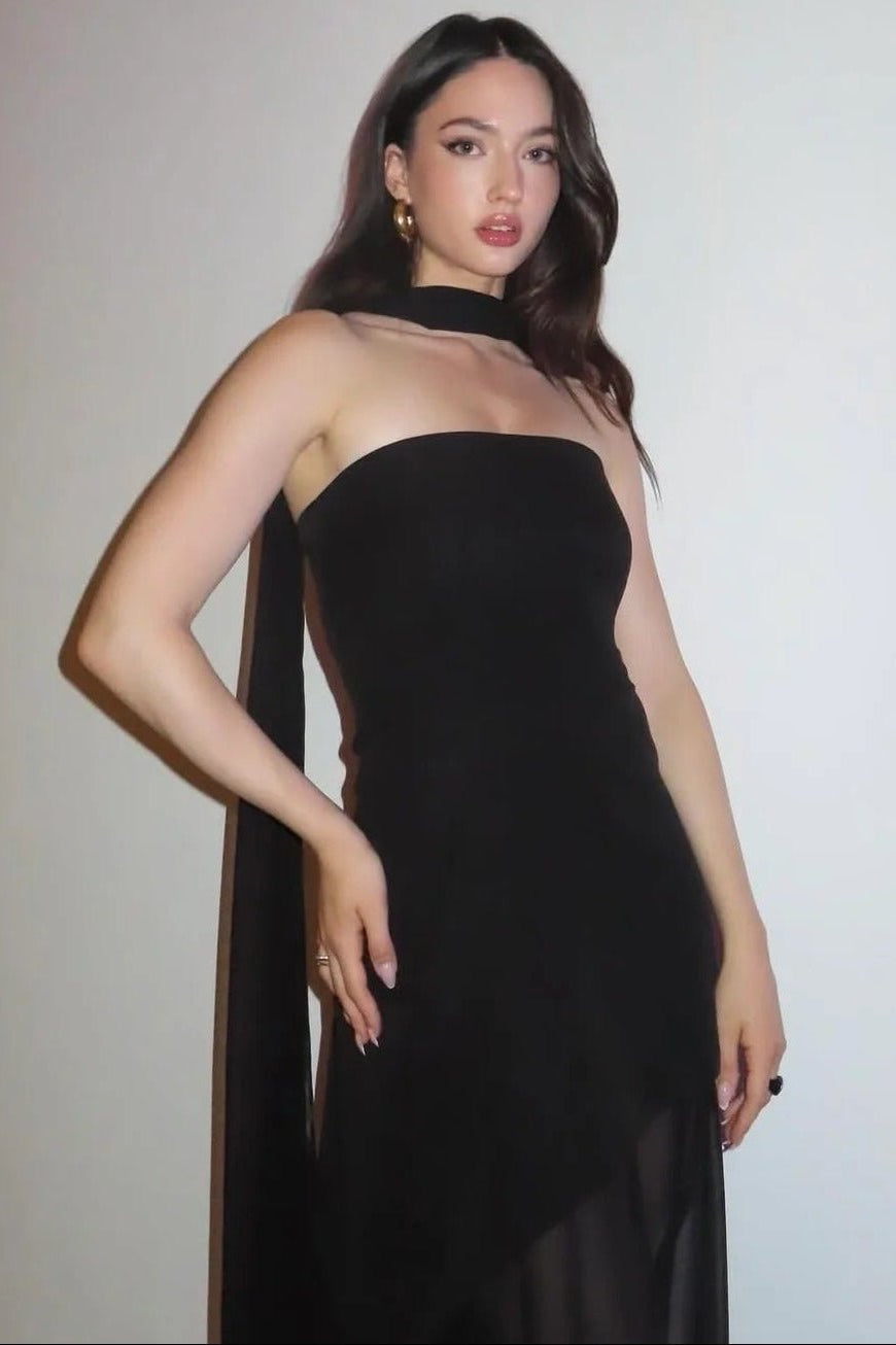 ZEYA - Sophia Asymmetric Sheer Maxi Dress