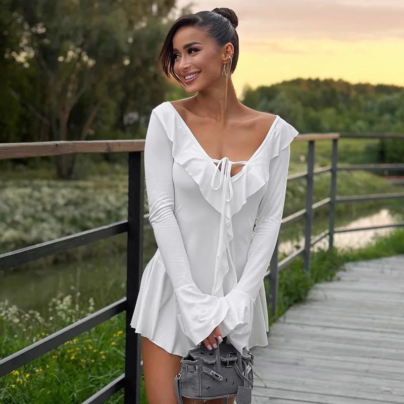ZEYA - Sophia V-Neck Ruffle Mini Dress