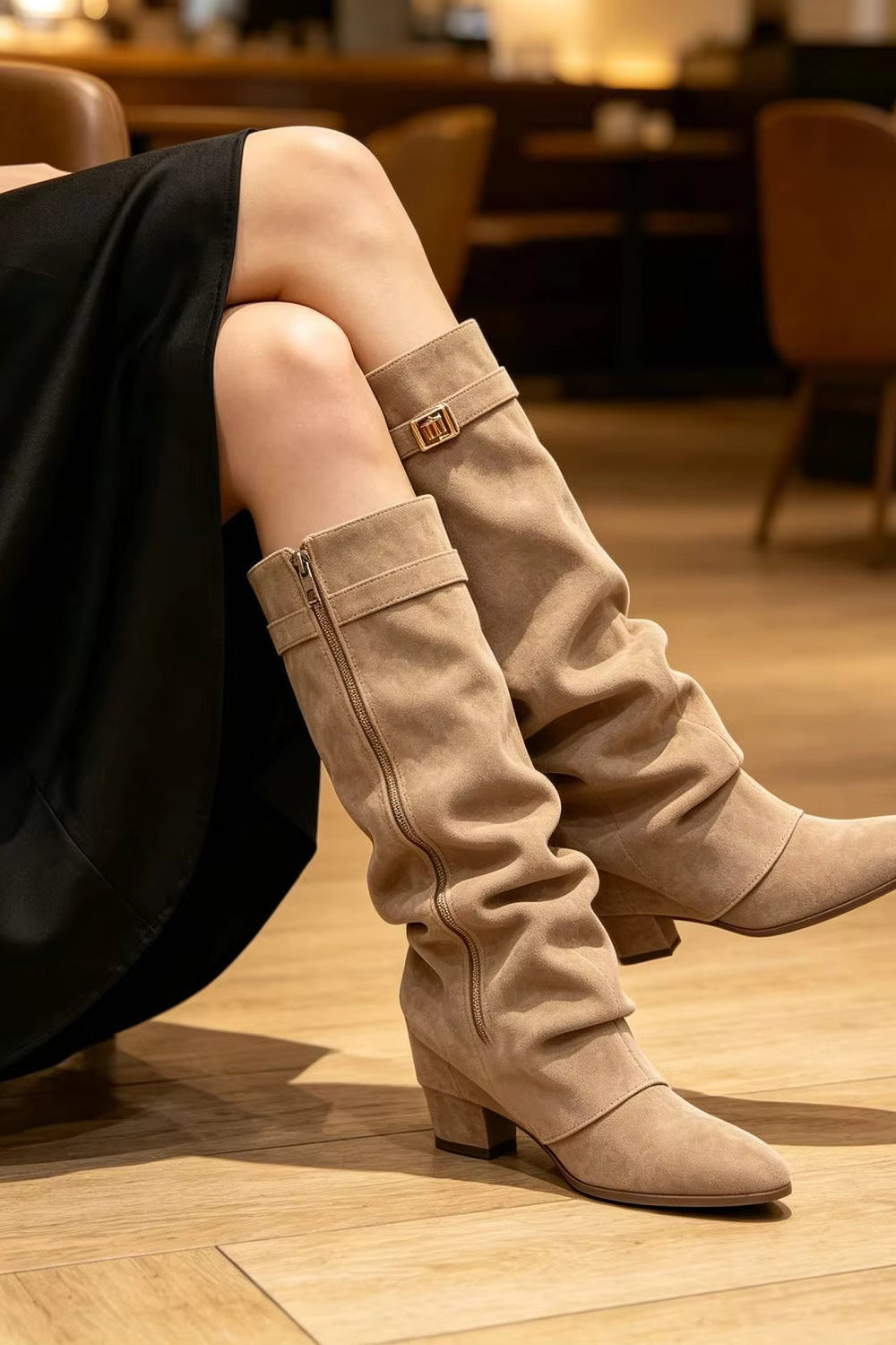 ZEYA - Teresa Slouchy Pointed Knee High Boots