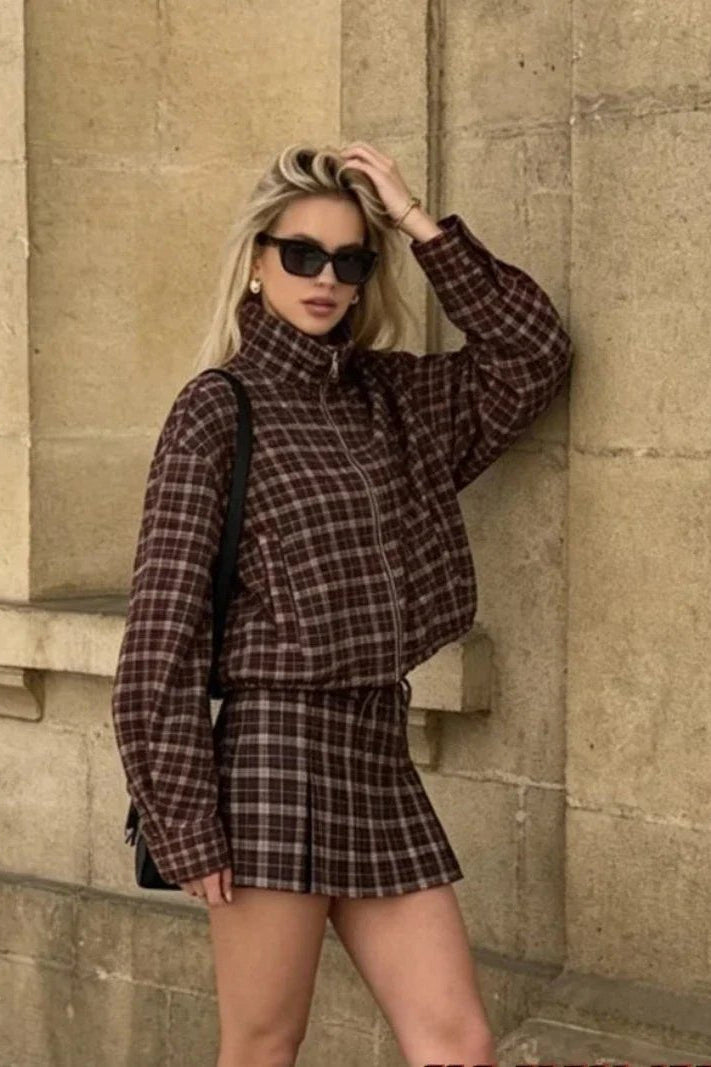 ZEYA - Tessa Checked Jacket & Mini Skirt Set