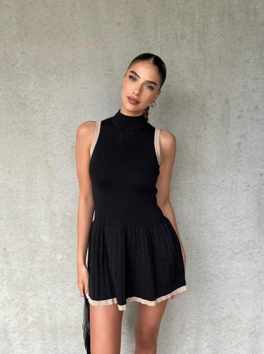 Sophie Drop-Waist Contrast Knit Dress