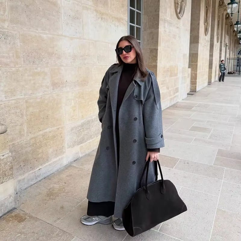 Alicia Autumn Winter Coat - Women's V-Neck Double Breasted Wool Coat for Stylish Winter Wear 8